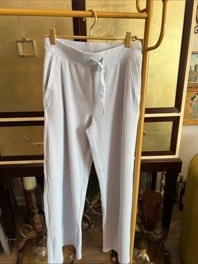 Light Blue Ribbed womens Pants - Casual Comfort soft ribbing light blue